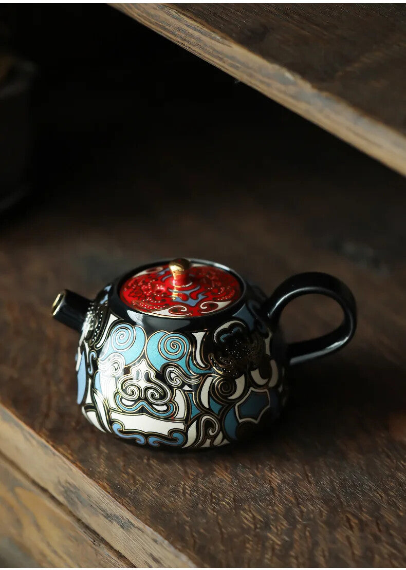 130ml Chinese Gluttonous Gold Silver Ceramic Teapot Creative Small Tea Pot