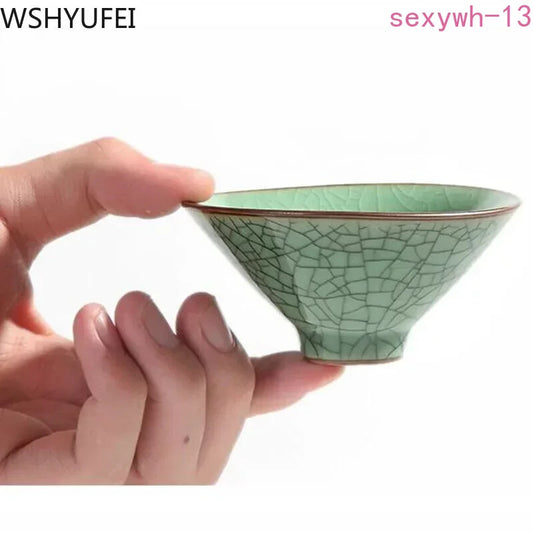 China Longquan Celadon Tea Cup Set Flower Tea Cup Travel Convenient Tea Cup
