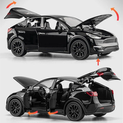 1:32 Tesla Modell Y Druckguss Modell Auto SUV Spielzeug Fahrzeug Sammlung Sounds Lichter-