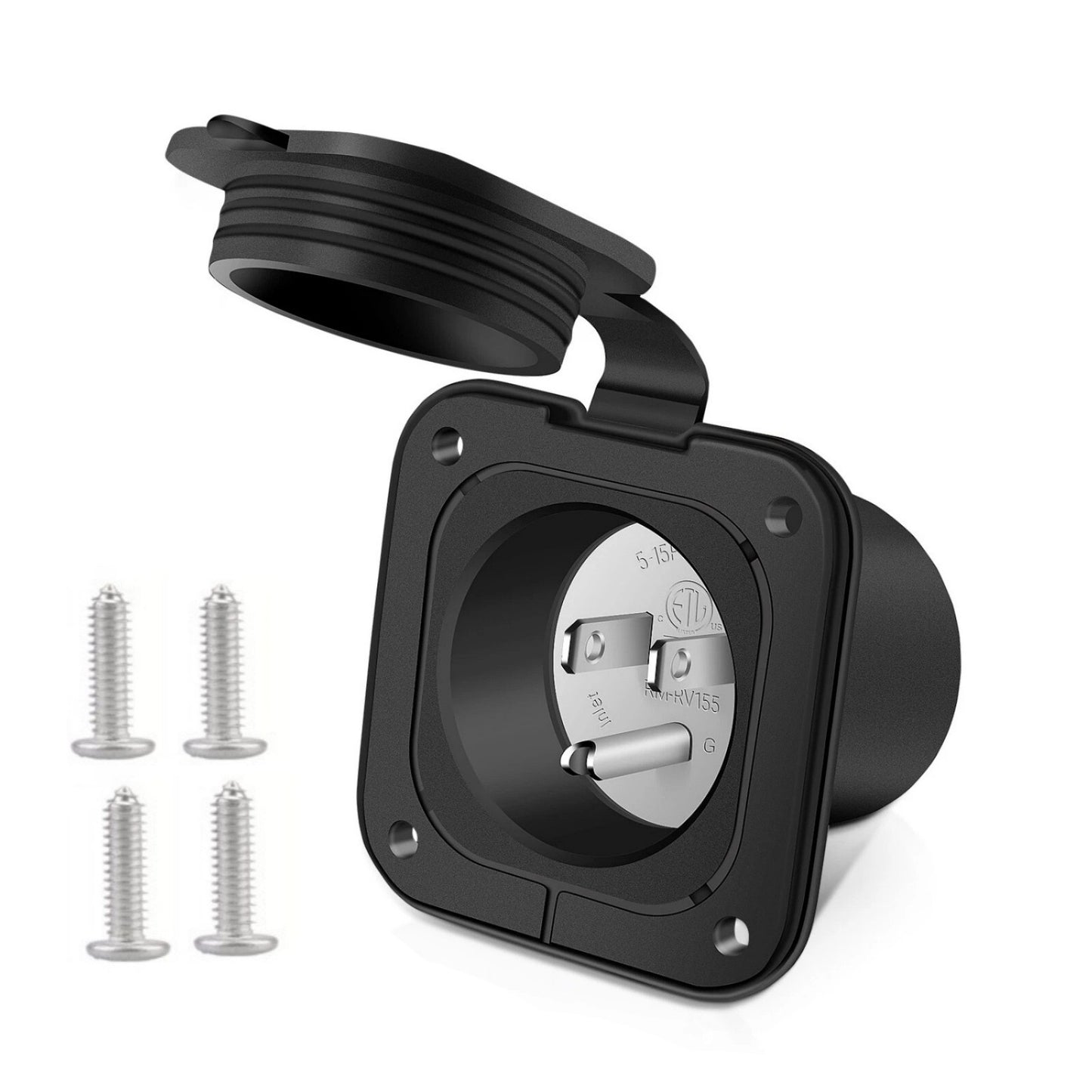 15A 125V RV Power Inlet Socket with Waterproof Cap for Camper Trailer Marine