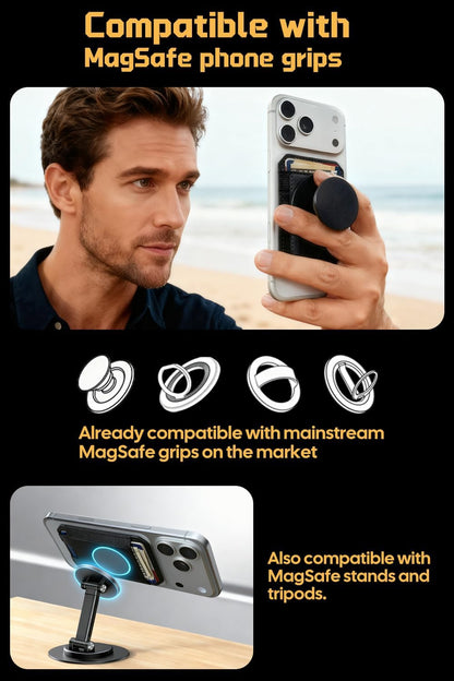 Magnetic Wallet for Iphone, Compatible with Car Mount& Phone Grip, Magnetic Phon