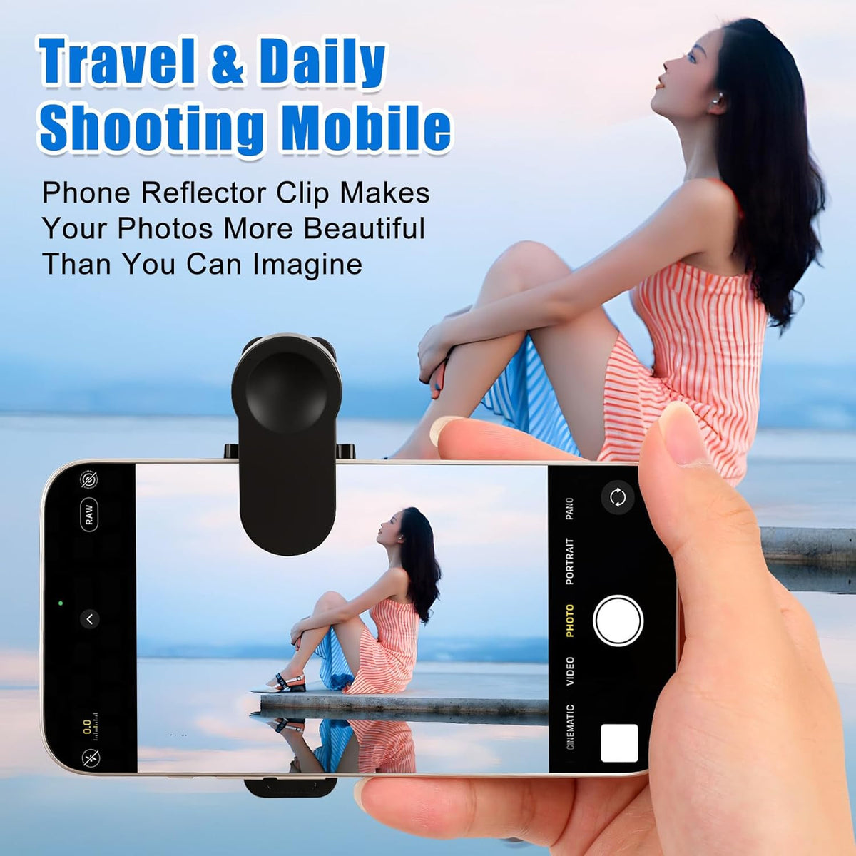 Smartphone Camera Mirror Reflection Clip Kit,Clip Reflection Mirror for Phone Ba