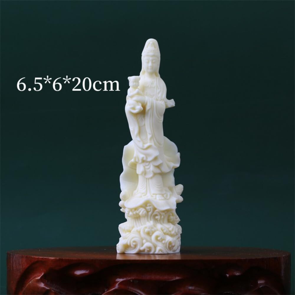 20cm New Guanyin Bodhisattva Lotus Sitting Guanyin Buddha Statue Ornaments