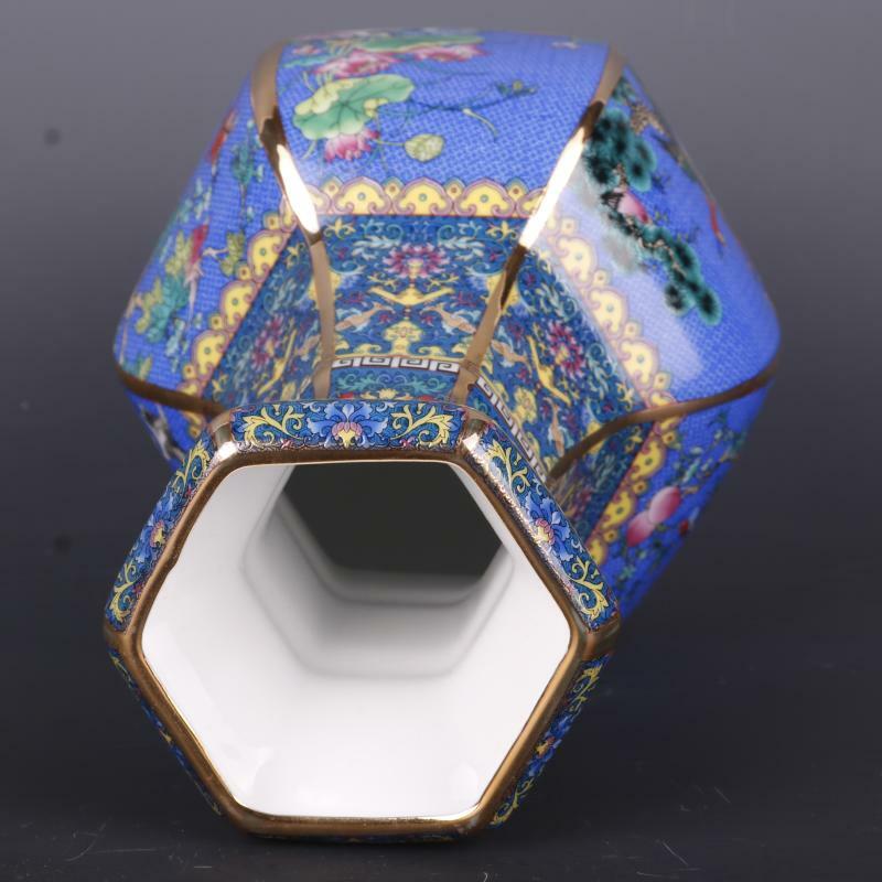 10 "Chinese Exquisite Celadon Qing Qianlong Gilded Golden Peacock Vase
