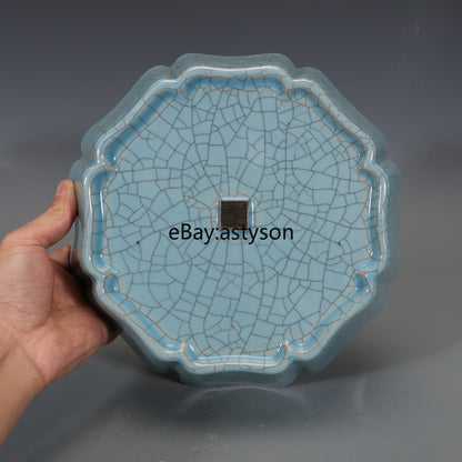 9.6" Old Antique Porcelain Ru Kiln Song Hui Zong Mark Character Brush Wash