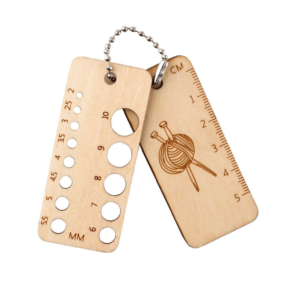 Crochet Stitch Marker Wooden DIY Knitting Weaving Calculator Density Gauge Ruler