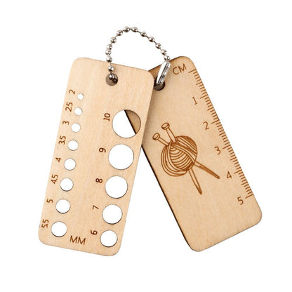 Crochet Stitch Marker Wooden DIY Knitting Weaving Calculator Density Gauge Ruler