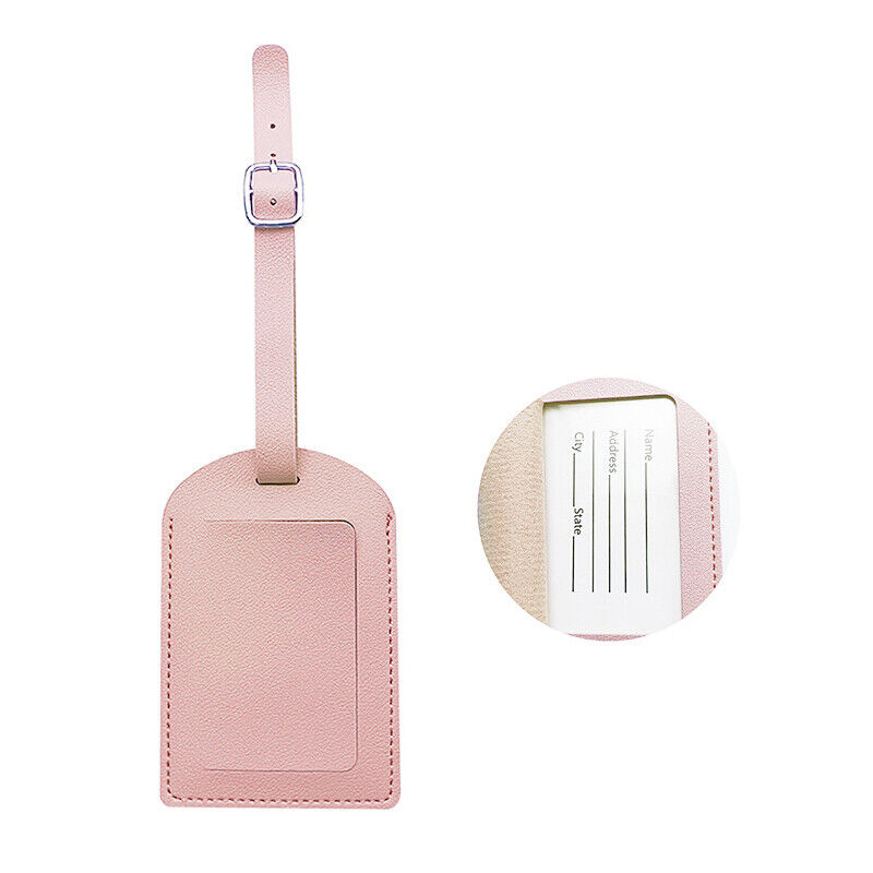 Travel Leather PU Luggage Tags Suitcase ID Card Name Label Baggage Address Tag