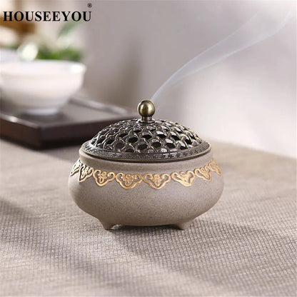 Ceramic Mosquito Repellent Incense Burner Coil Censer Decor Incense Holder