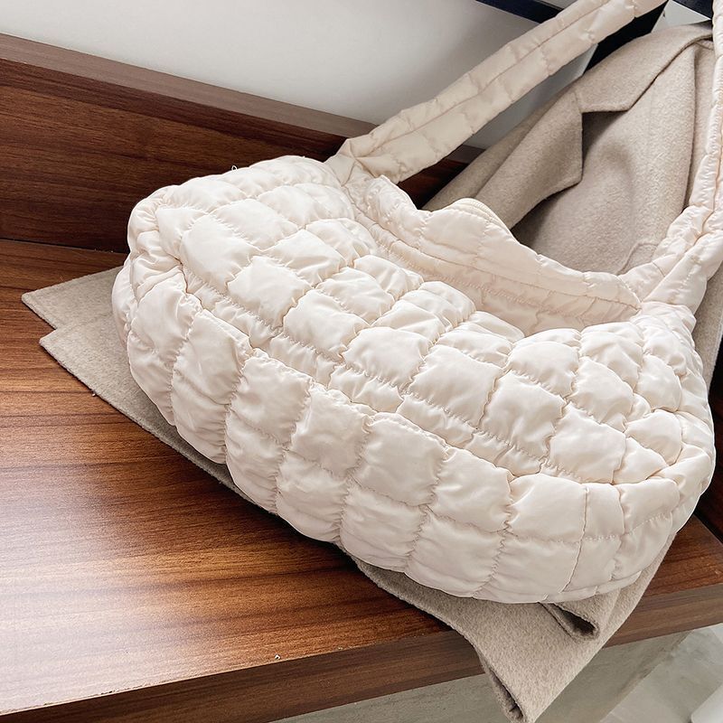 Soft Down Fabric Shoulder Bag Big Underarm Pack Large Purses Waterproof Nylon