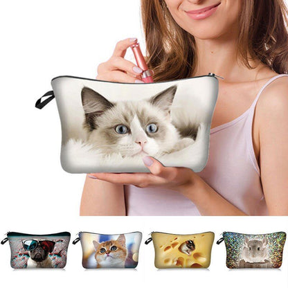 3D Pug Dog Printed Cosmetic Bag Cute Makeup Organizer Bag Travelling Handbag 1PC
