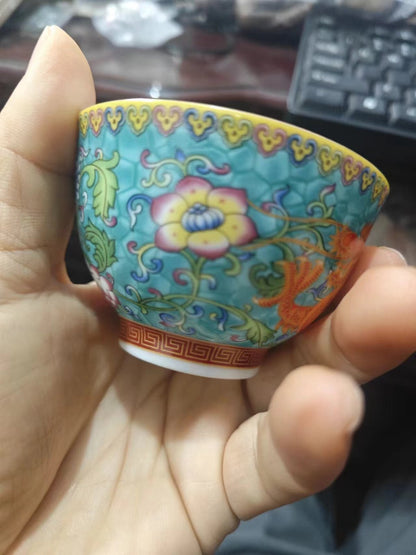 chinese jingdezhen porcelain enamel color tea cup :dragon