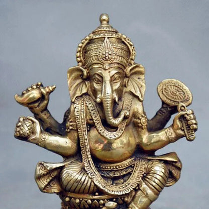 Old Buddhism Brass Ganesha Statue Hindu God Ganapati Elephant Deity Figurine