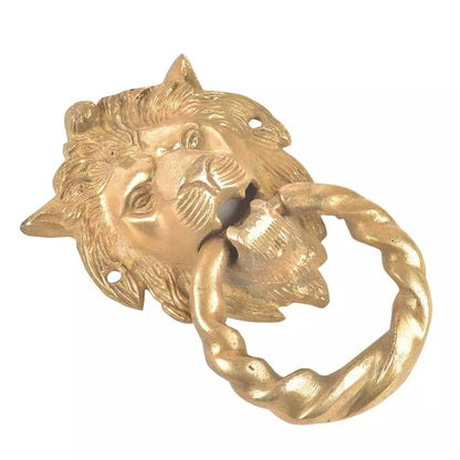 Antique Look Brass Lion Head Golden Door Knocker Door Bell Home Decor