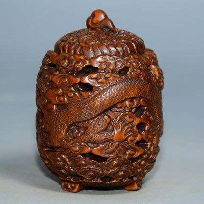 Boxwood Katydid Cage 6.5×4.5×4cm 30g Hand Carved Hollow Wood Craft