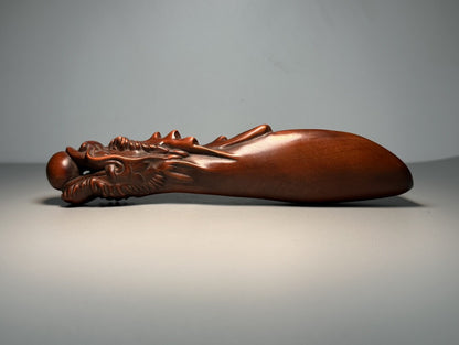 Boxwood Carving with Exquisite Craftsmanship Dragon Spitting Tea Spoo Collected