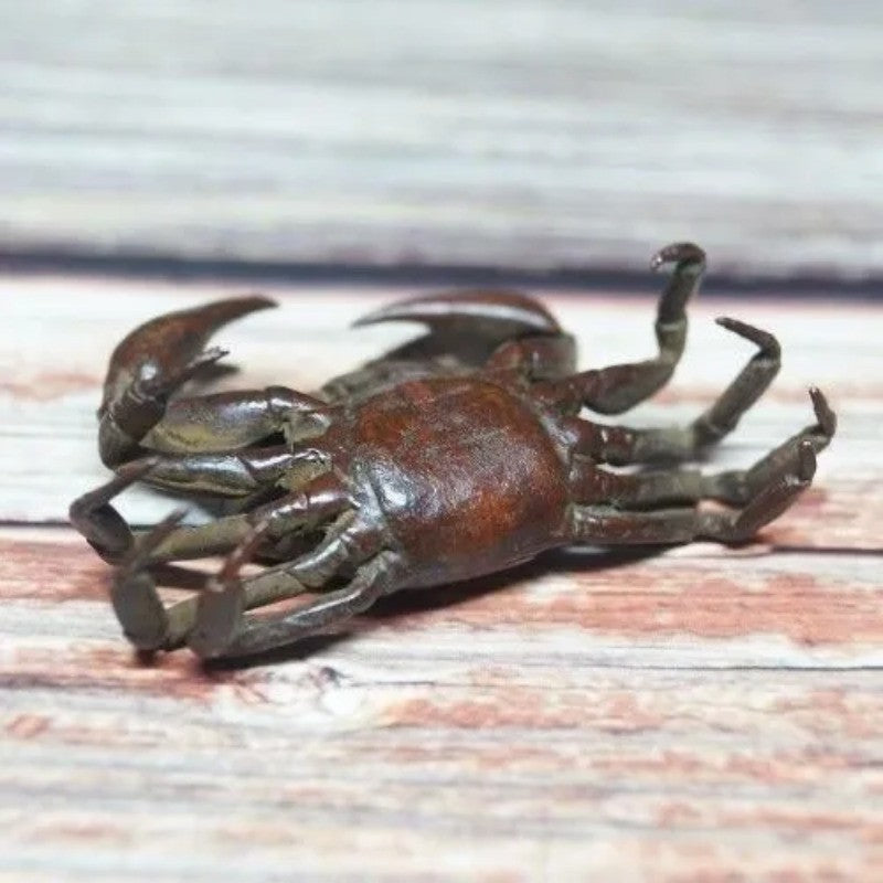 Chinese Copper Crab Table Ornament Statue Tea Pet Home Decoration Fortune Luck