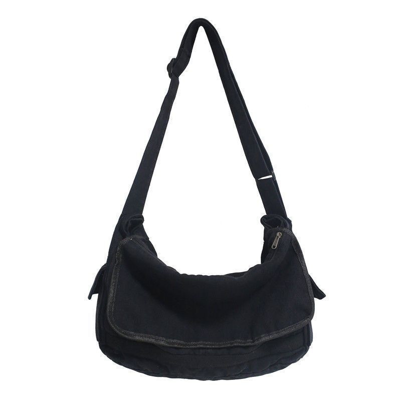 100% Cotton Teenager Canvas Big Shoulder Bag Multi-pockets Messenger 38*26*12 CM