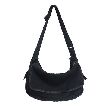 100% Cotton Teenager Canvas Big Shoulder Bag Multi-pockets Messenger 38*26*12 CM