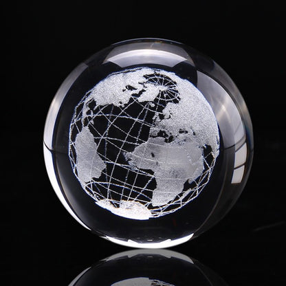 60mm 3D Crystal Earth Ball Glass Laser Engraved Miniature Earth Model Sphere