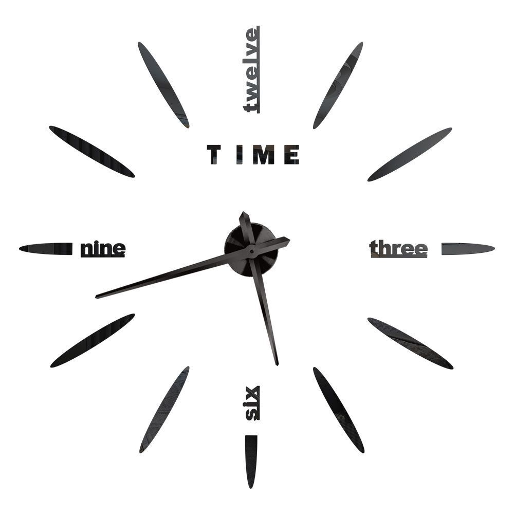 DIY Wall Clocks Acrylic Mirror Large 3D Frameless Home Living Room Decor 37-47In