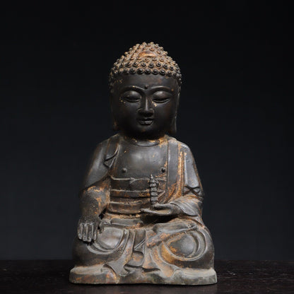 8" Old Antique Tibet Tibetan Buddhism Temple Bronze Gilt Medicine Buddha Statue