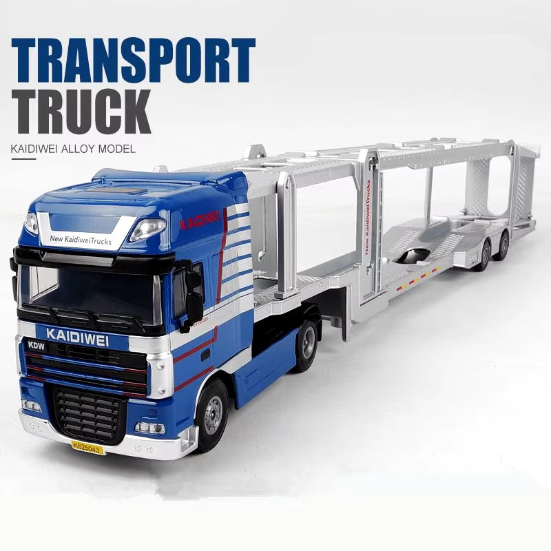 Alloy Double Deck Flatbed Trailer Model Diecast Metal Heavy Semi Trailer Transpo