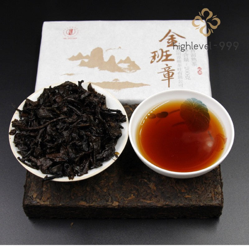 200g Ripe Pu'er Tea Brick Yunnan Dry Stored Banzhang Menghai Aged Compressed Tea