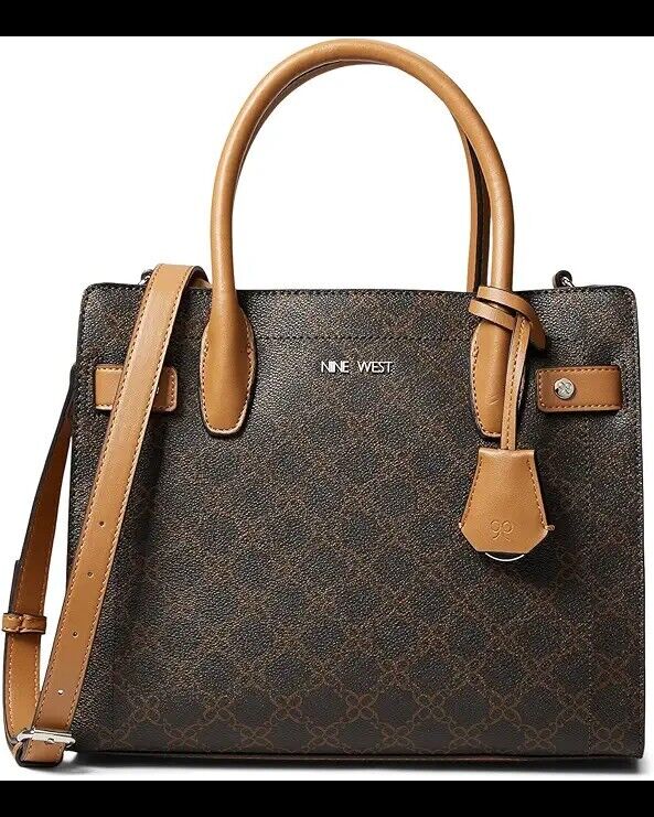 New Nine West Bettina Satchel Brown CamelTote Handbag For Women Workbag Gift