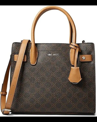 New Nine West Bettina Satchel Brown CamelTote Handbag For Women Workbag Gift