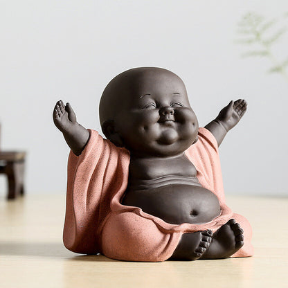 H13cm Happy Buddha Yixing Zisha Purple Clay Tea Pet Home Decoration On Tea Tray