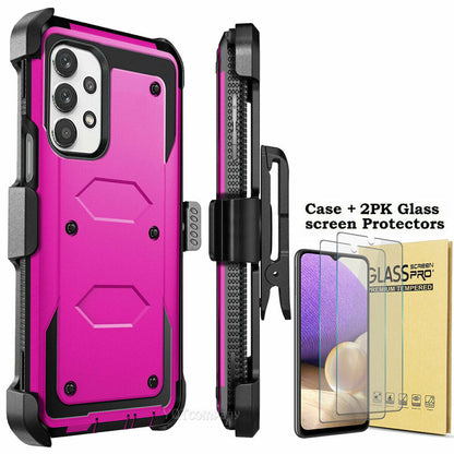 For Samsung Galaxy A32 5G Case Shockproof Rugged Clip Cover + Screen Protector