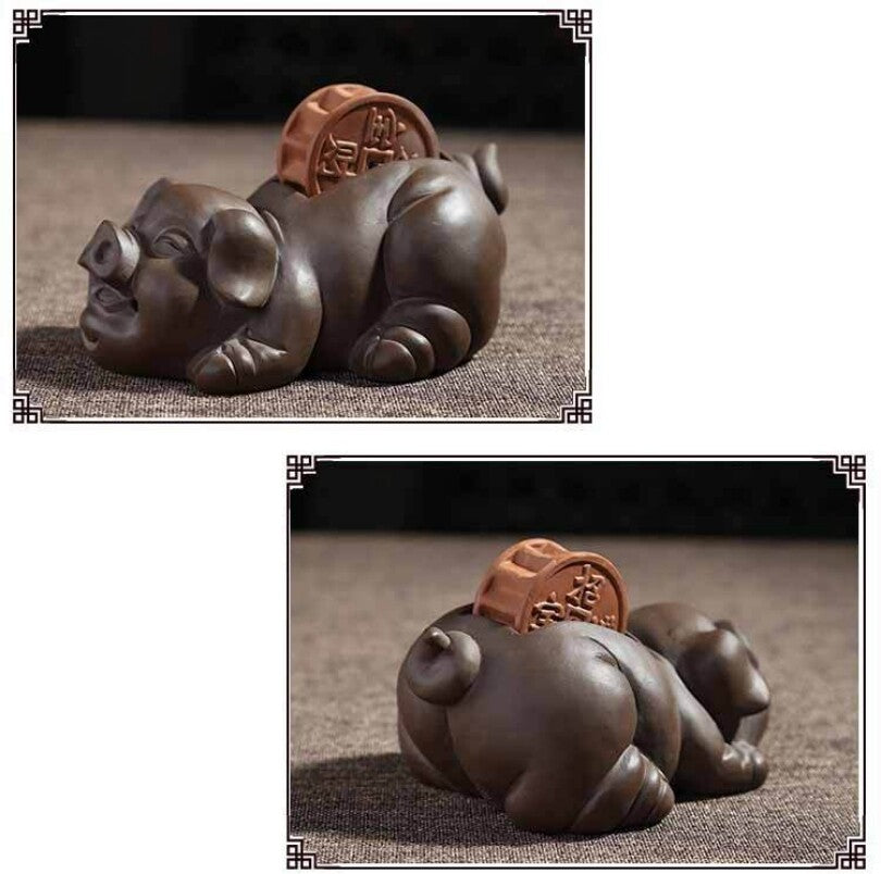 Small Tea Pet Wealthy Mascot Good Luck Yixing Zisha Purple Clay Table Ornament