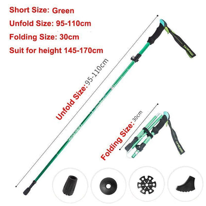 5-Section Folding Trekking Poles Nordic Walking Stick Hiking Telescopic Cane 1PC