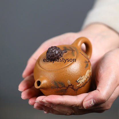 Handmade Tea Pot Marked Real Yixing Zisha Yellow Jiangpo Clay Master Pot 180ml