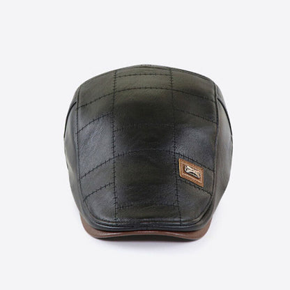 Men Beret Hat Leather Flat Cap Warm Autumn Winter Male Gatsby Retro Beret Caps