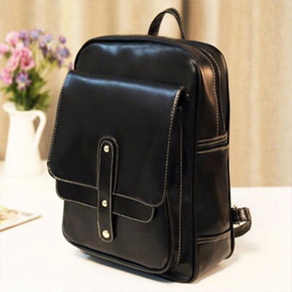 Small Black Backpack Traveling Backpack Women Synthetic Leather Shoulder Bag 1PC