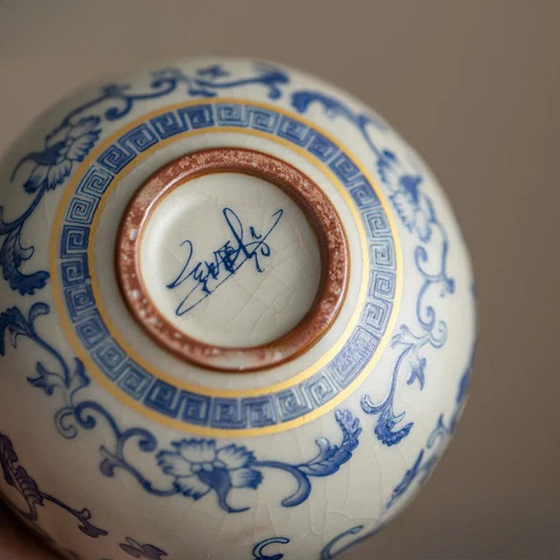 100ml Ru Kiln Ceramic Lotus Zen Tea Cup Tea-tasting Meditation Cup Master Cup