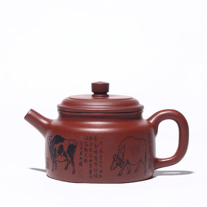5.1" Chinese Yixing Zisha Pottery Clovershrub Clay 230ML 7 Hole Five Ox Teapot