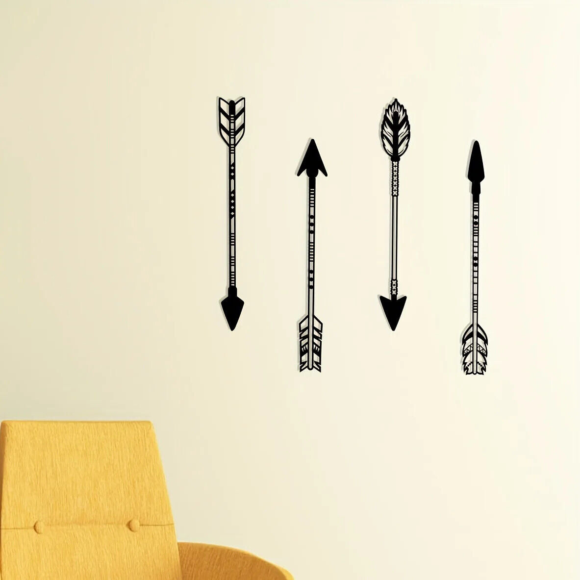 4 Pcs Black Metal Wall Art, Sword Wall Art Decoration For Log Cabin Garden