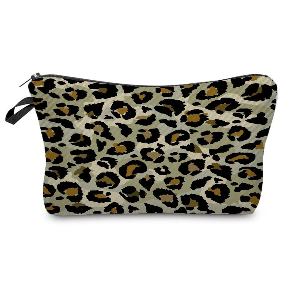 Leopard Printed Cosmetics Organizer Bag Storage Waterproof Makeup Purse Travel