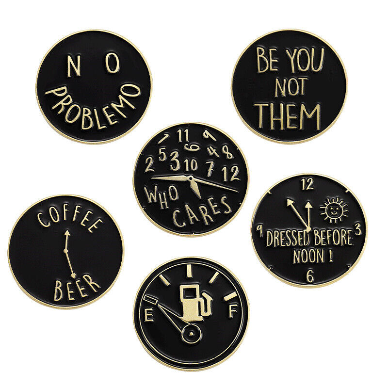 Punk Letter Enamel Pin Lapel Collar Pin Corsage Round Brooch Bag Hat Accessories