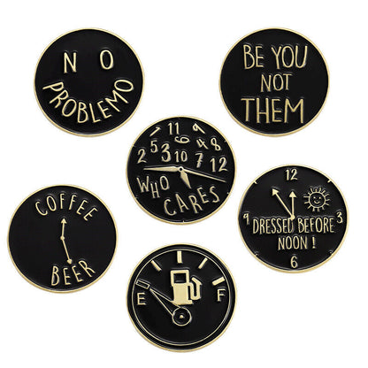 Punk Letter Enamel Pin Lapel Collar Pin Corsage Round Brooch Bag Hat Accessories