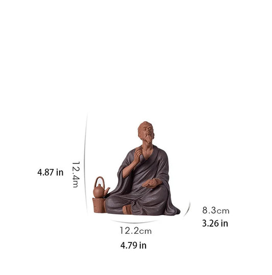 Chinese Figures Statue Ceramic Purple Sand Craft Sculpture Tea Set Decoration