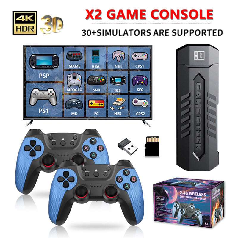 64GB-256GB Retro Games Video Game Console TV Stick 4K HDMI Wireless Controller