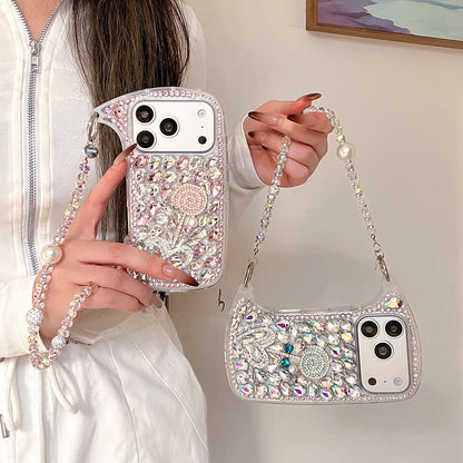 Diamond Flower Crystal Charms Mobile Phone case for iPhone 17/16 /5/14 Pro Max