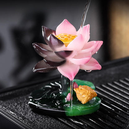 Lotus Golden Toad Color Change Resin Tea Pet 8.8cm Tea Play Kung Fu Tea Set