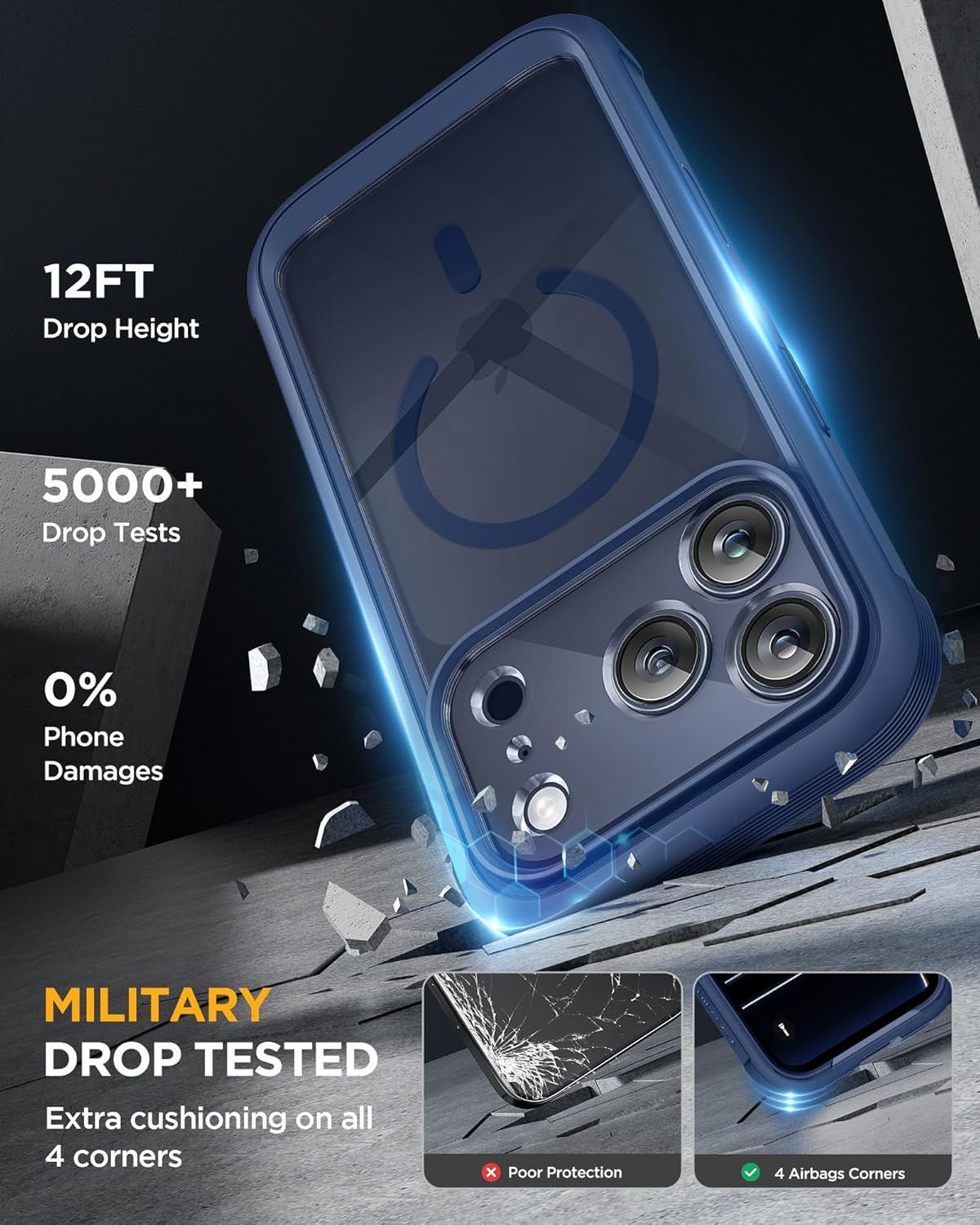 for Iphone 17 Pro Max Case 6.9" Full-Body Phone Case with Built-In Glass Screen
