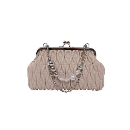 Hand Chain Pearl Bag Synthetic Leather Crossbody Purse Totes Handbag 14*22*6 CM