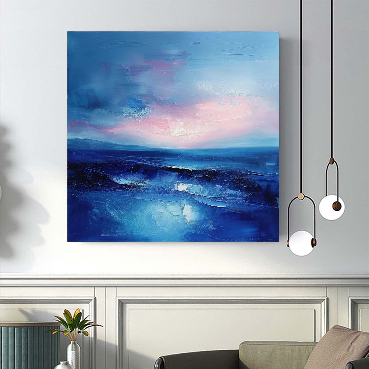 Modern large Abstract art oil painting Hand-painted on canvas Puepie Sea Wall